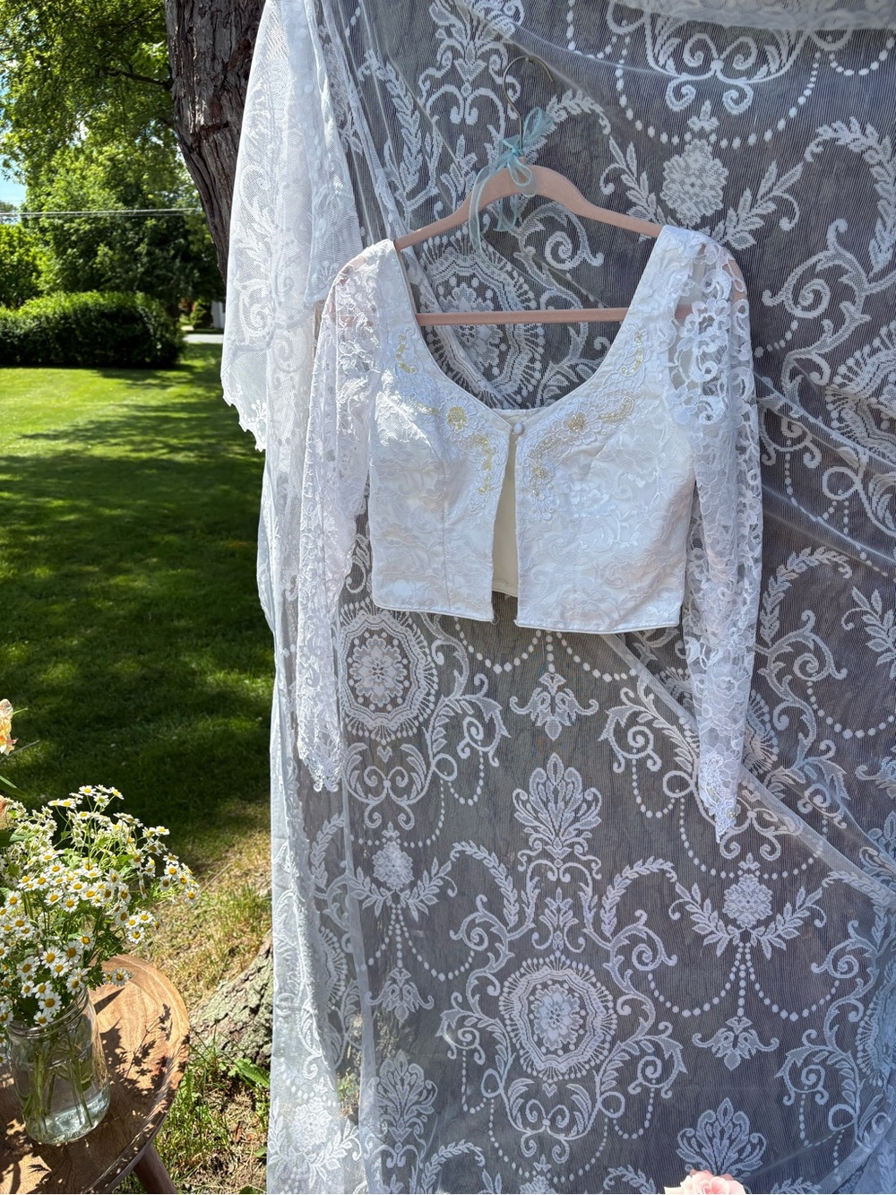 White Lace Cropped Bolero Jacket